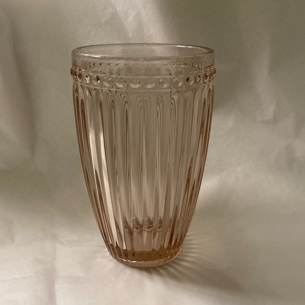 ⭐️ 2 for $10 Beautiful vintage inspired pink ribbed glass